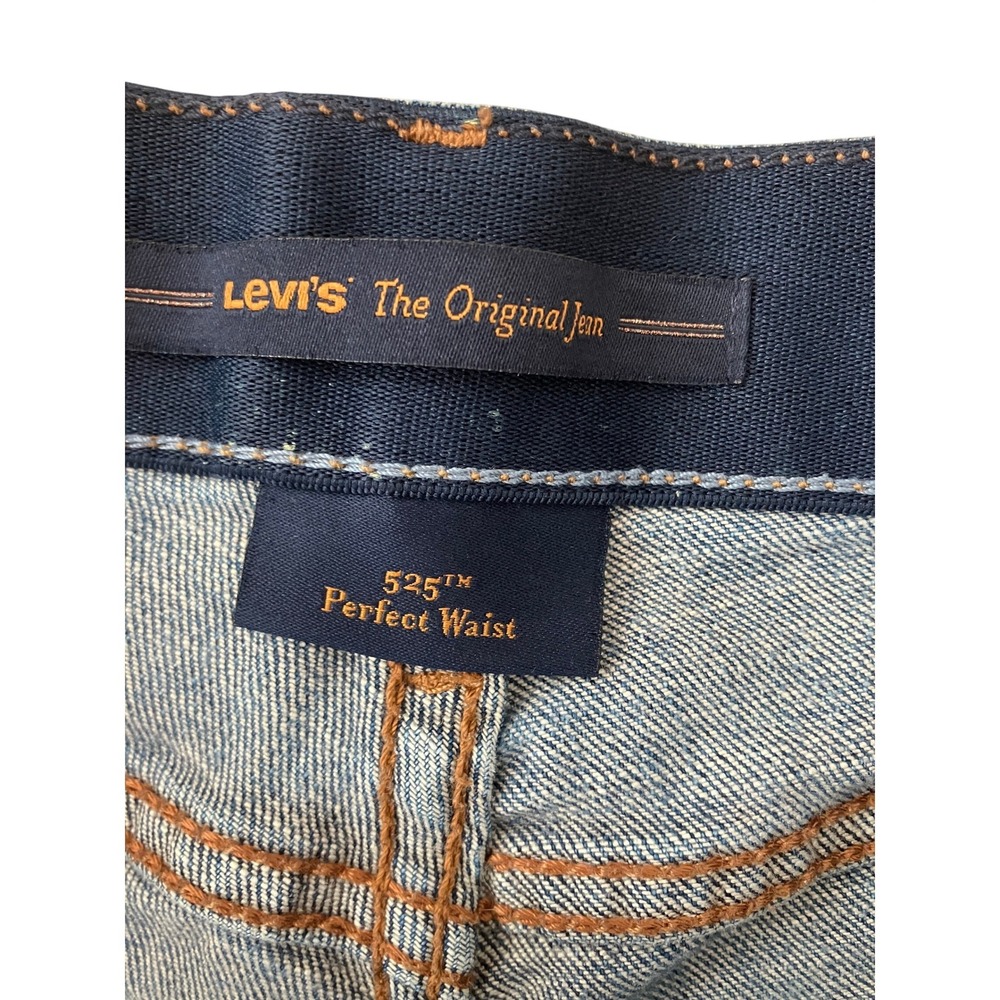 Levi's 525 Perfect Waist Capris Jeans Women's Blue Denim Vintage Cropped Size 14 - Picture 4 of 9